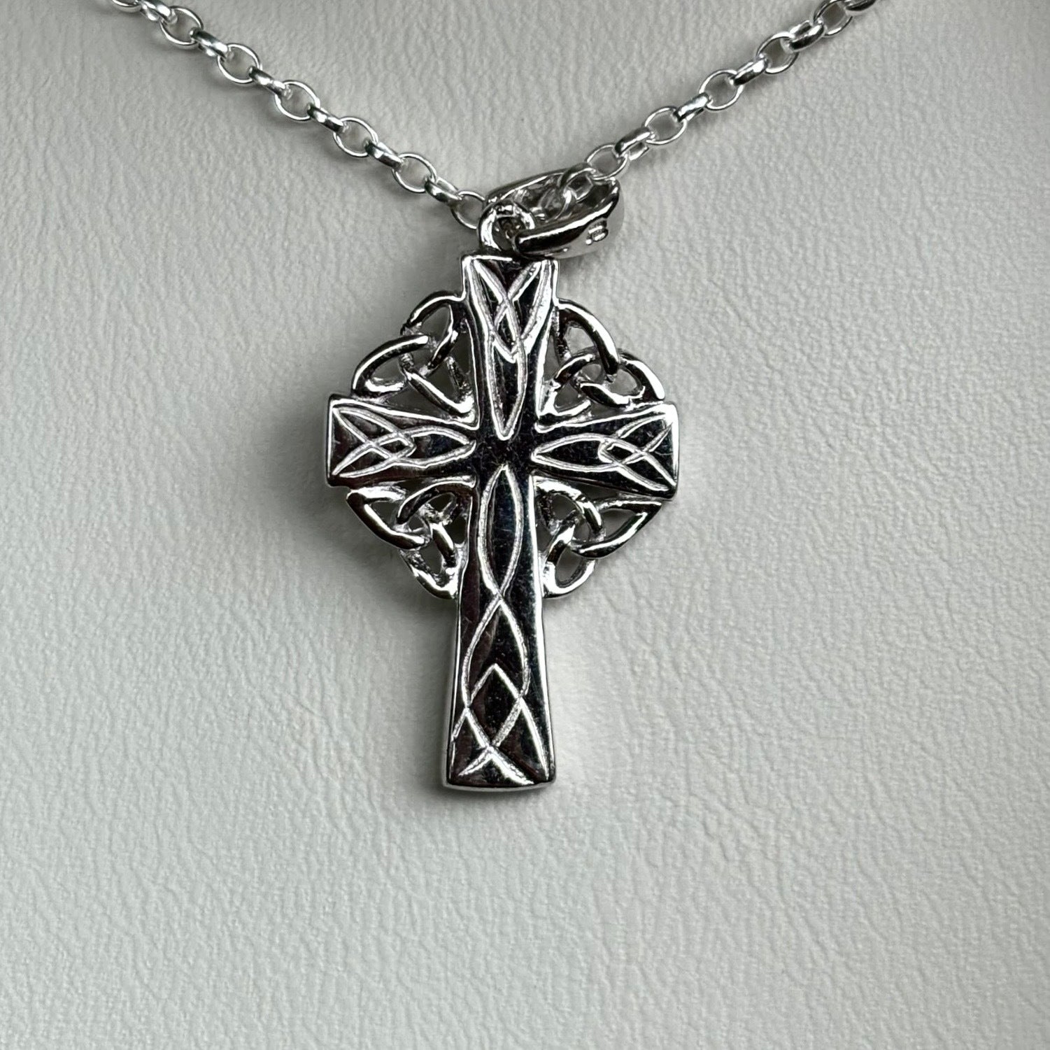 Sterling Silver Celtic Cross Necklace with Connemara Marble