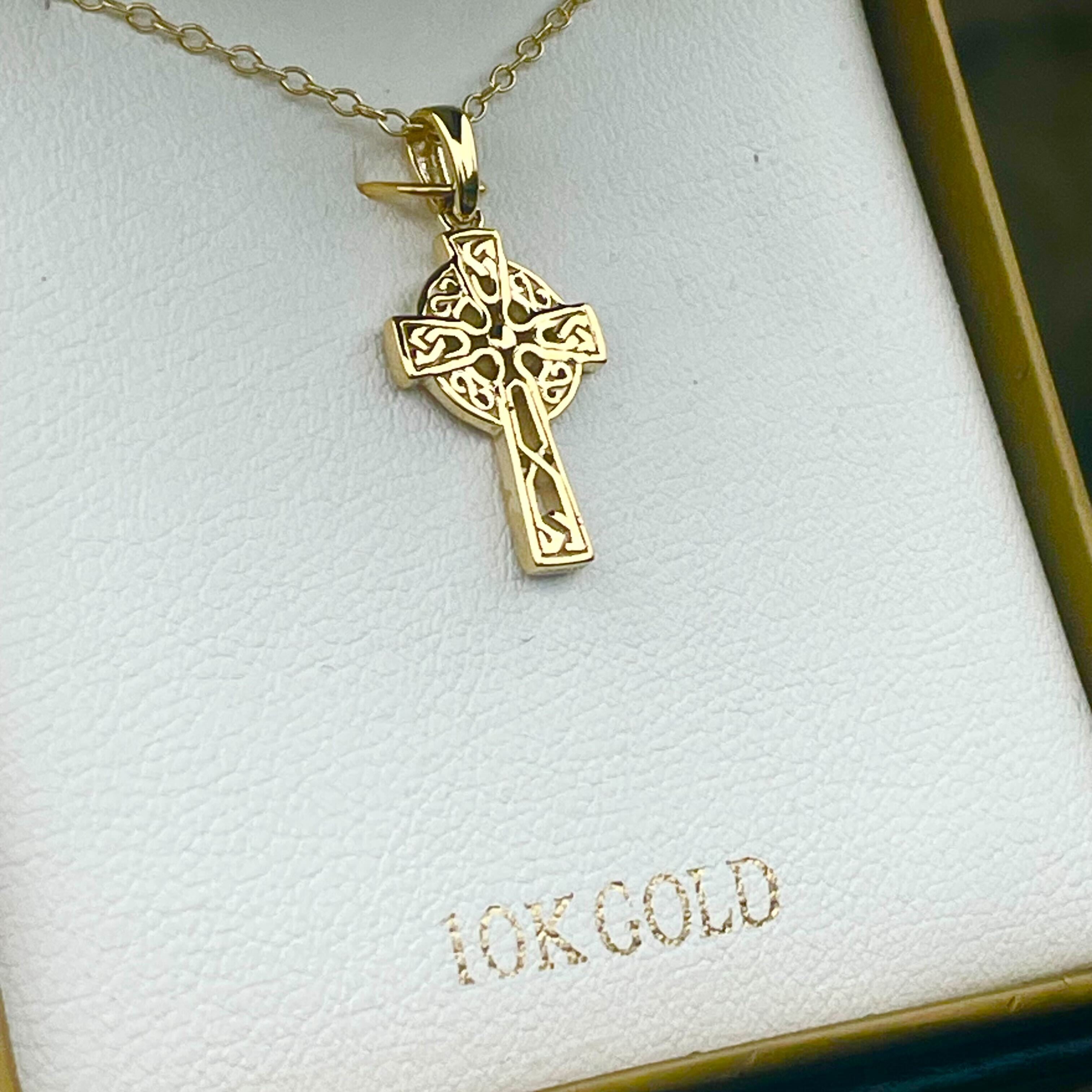 Classic 10K Gold Small Celtic Cross Pendant