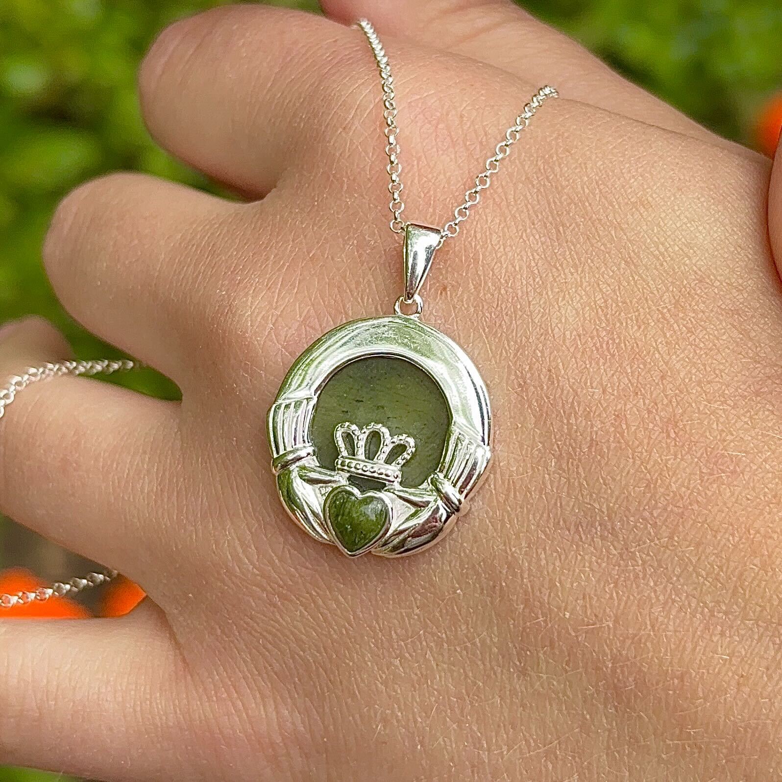 Claddagh Silver Connemara Marble Pendant