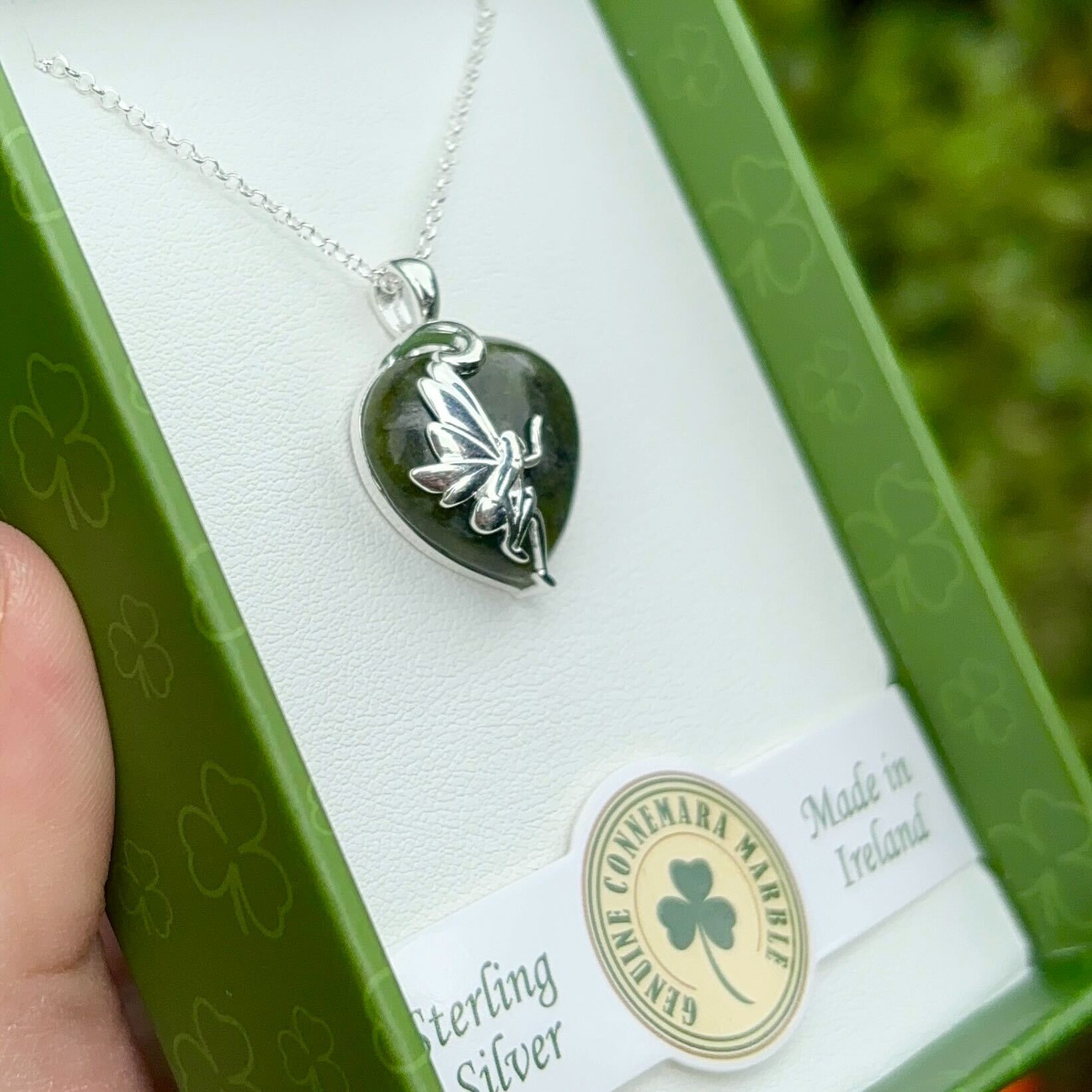 Celtic Fairy Connemara Marble Silver Pendant