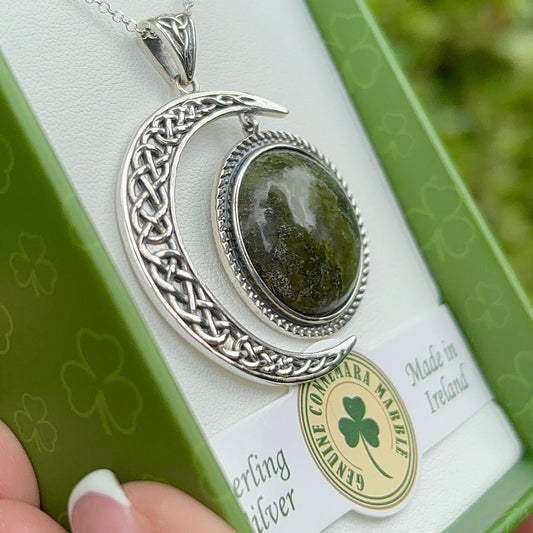 Sun And Moon Silver Connemara Marble Pendant