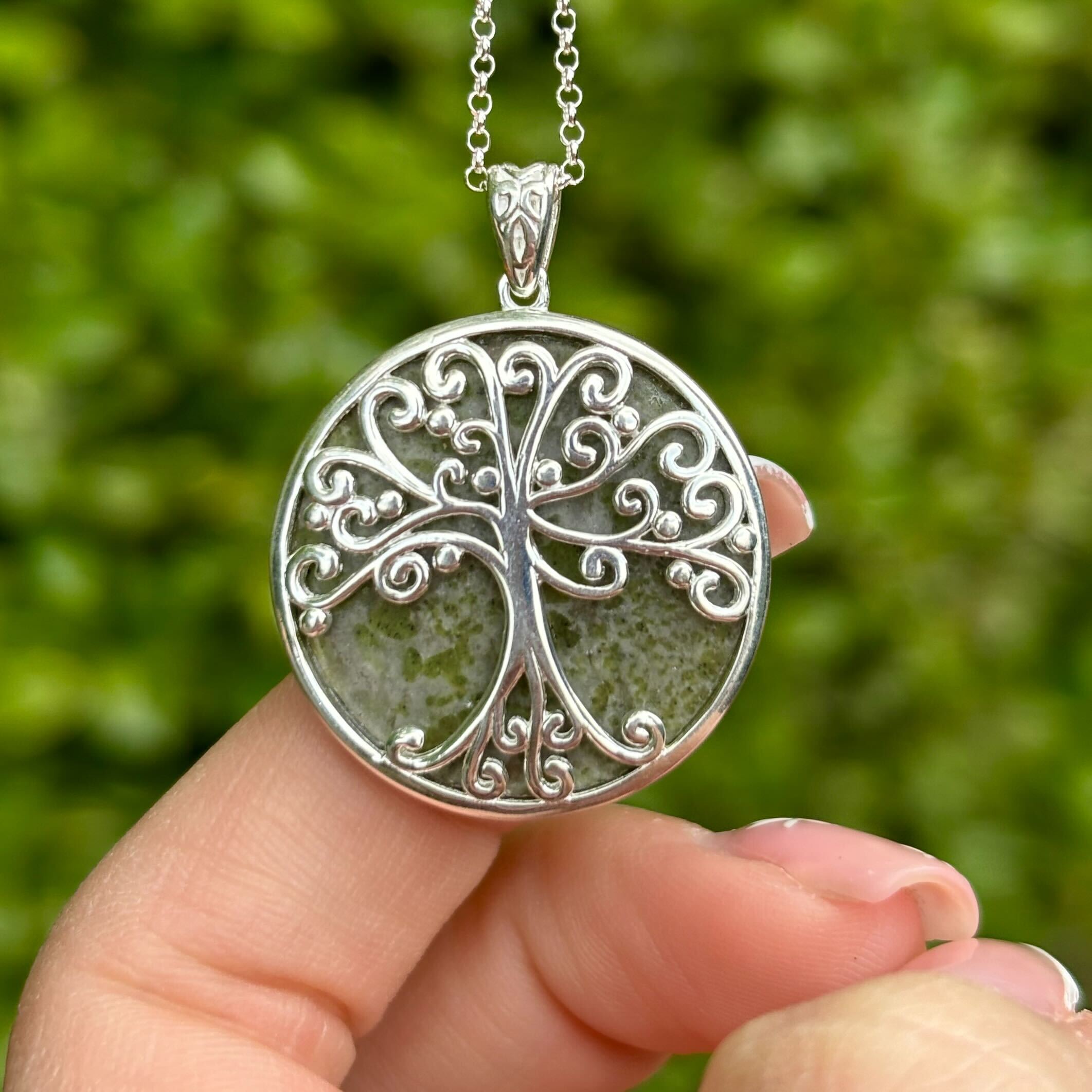 Tree Of Life Connemara Marble Pendant With Irish Sterling Silver