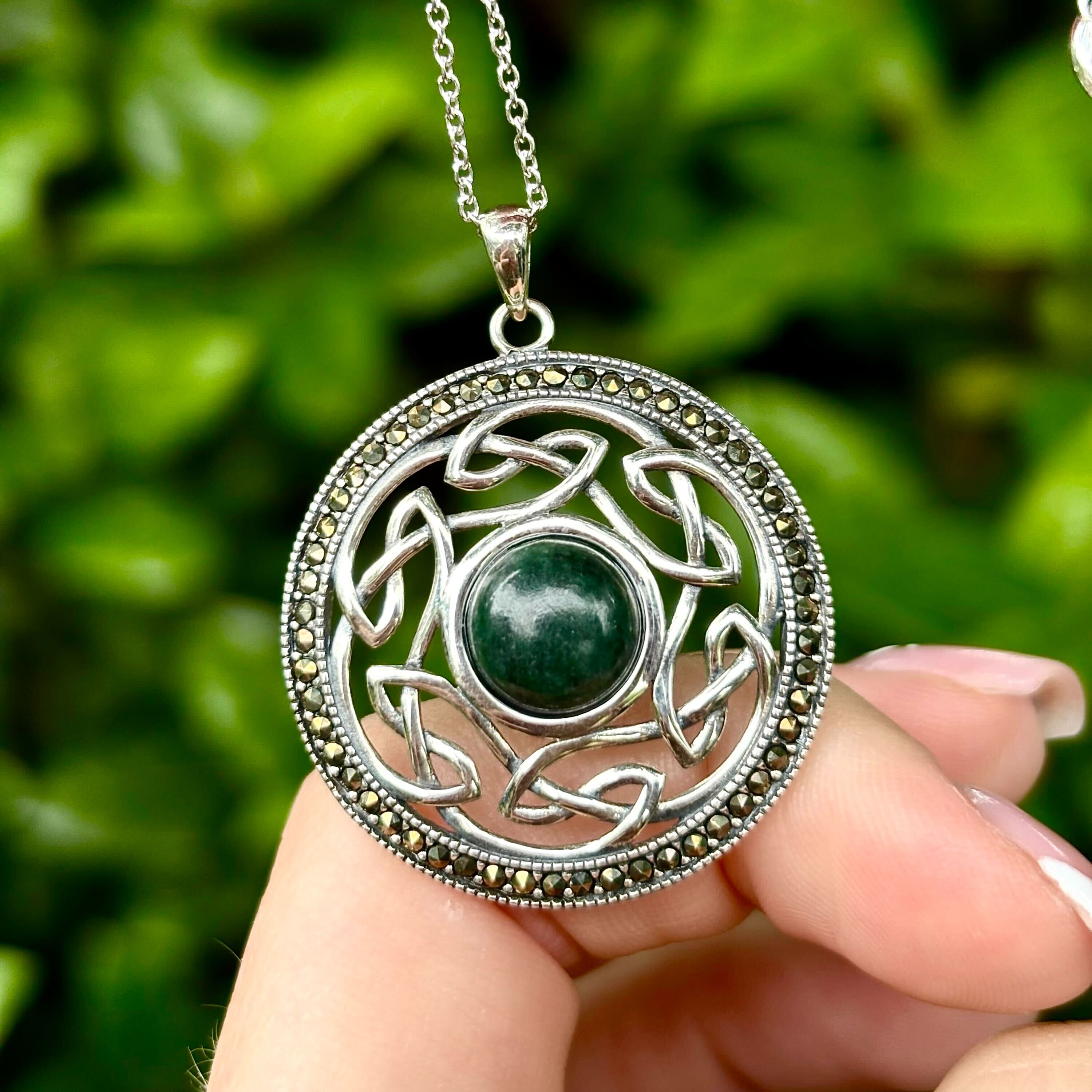 Celtic Heritage Sterling Silver Necklace with Connemara Marble