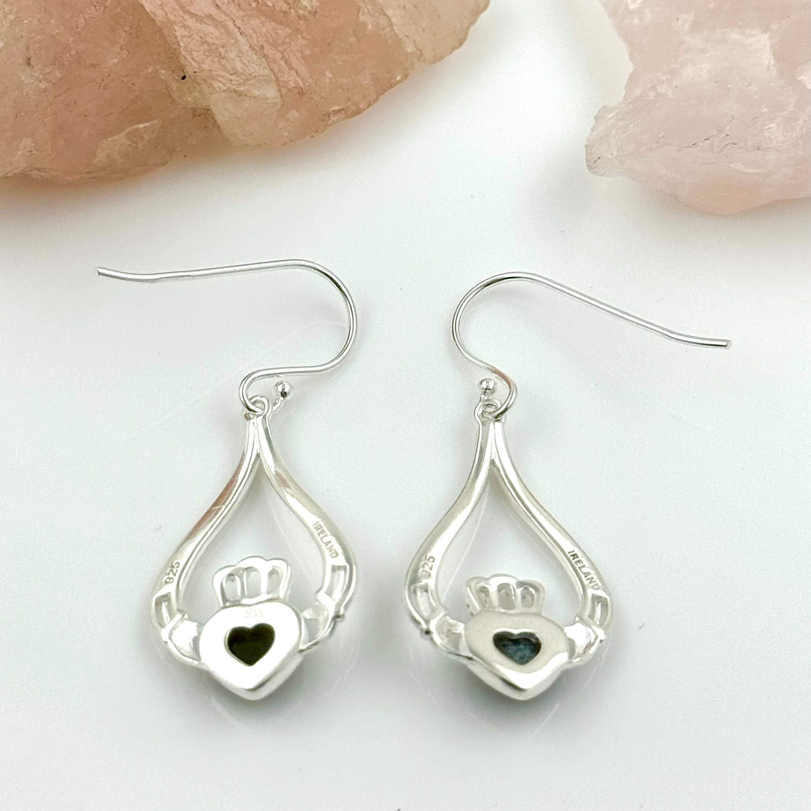 Claddagh Earrings with Connemara Marble