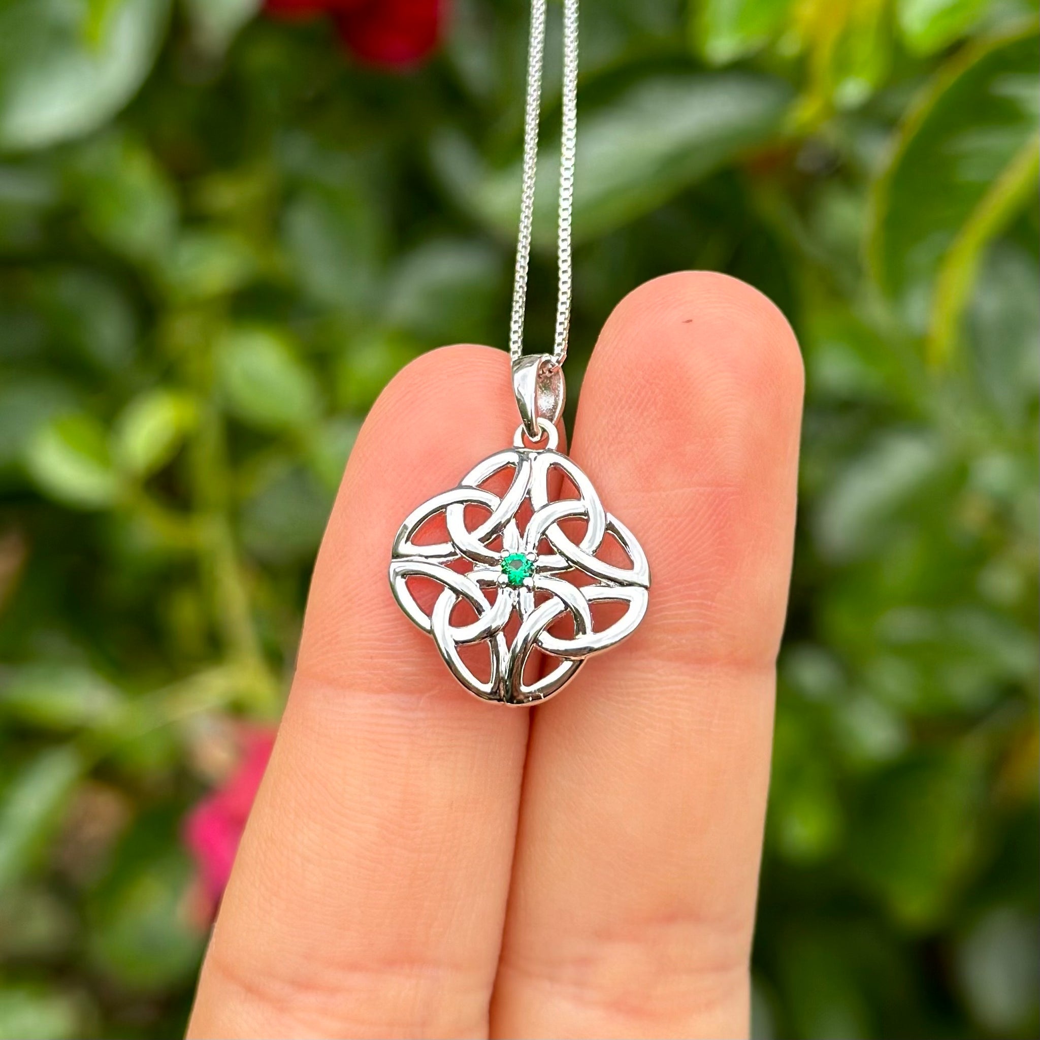 Sterling Silver Crystal Celtic Knot Pendant