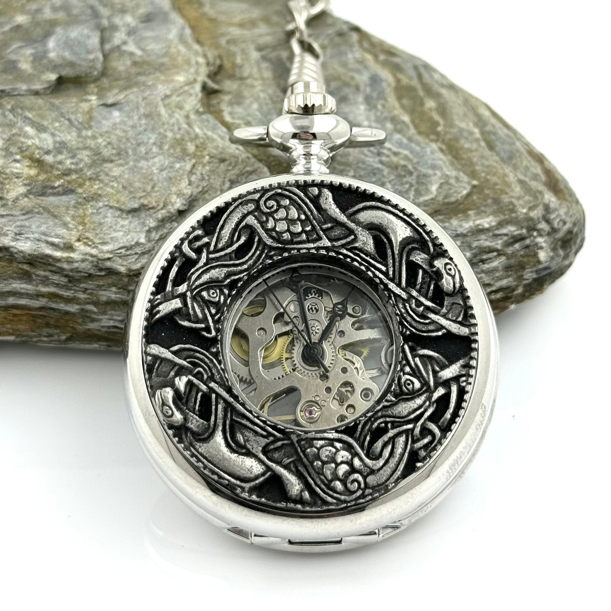 Mullingar Pewter Mechanical Pocket Watch with Kells Design