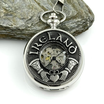 Mullingar Pewter Mechanical Pocket Watch - Claddagh Ireland Design