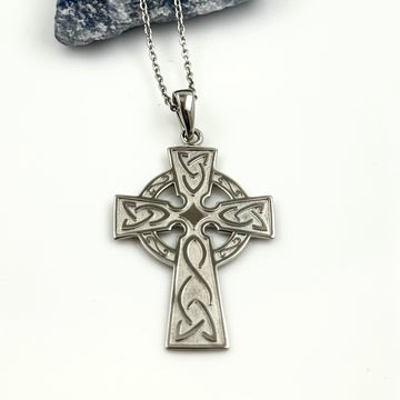 Medium Traditional Silver Celtic Cross Necklace