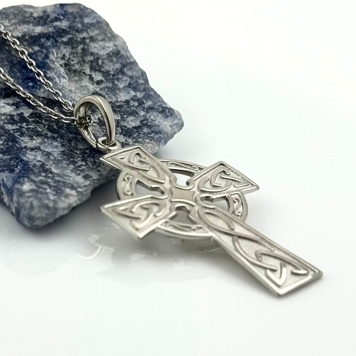 Medium Traditional Silver Celtic Cross Necklace