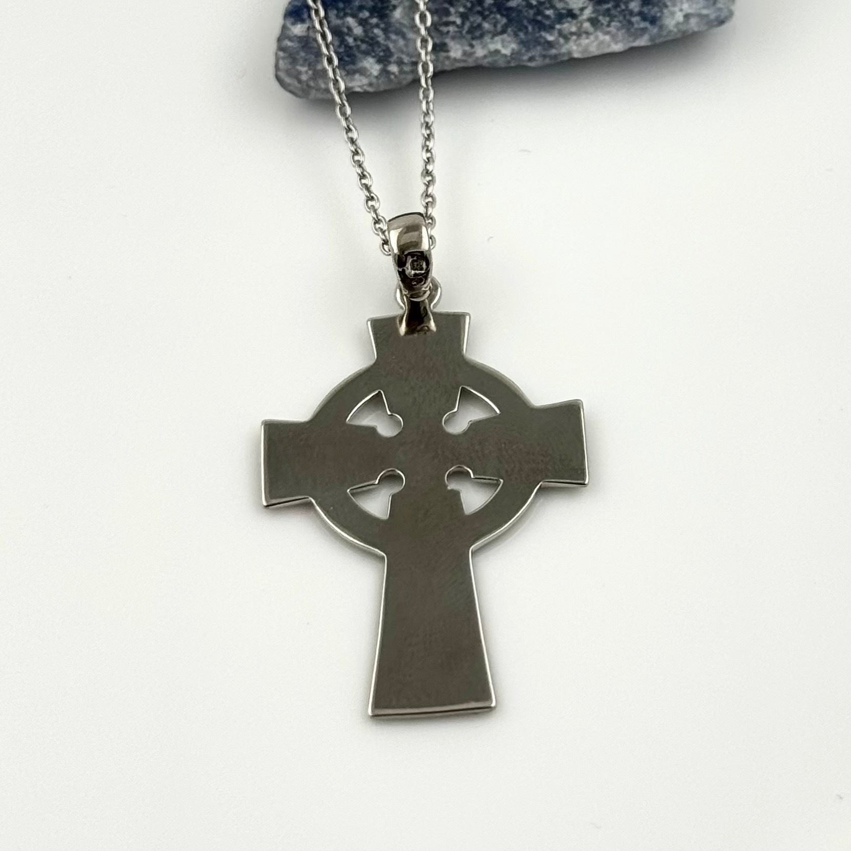 Medium Traditional Silver Celtic Cross Necklace