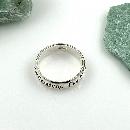 Engraved Sterling Silver Ring With Gaelic Writing