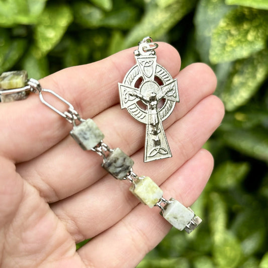 Irish Rosary Keychain in Connemara marble - An Paidrin Beag