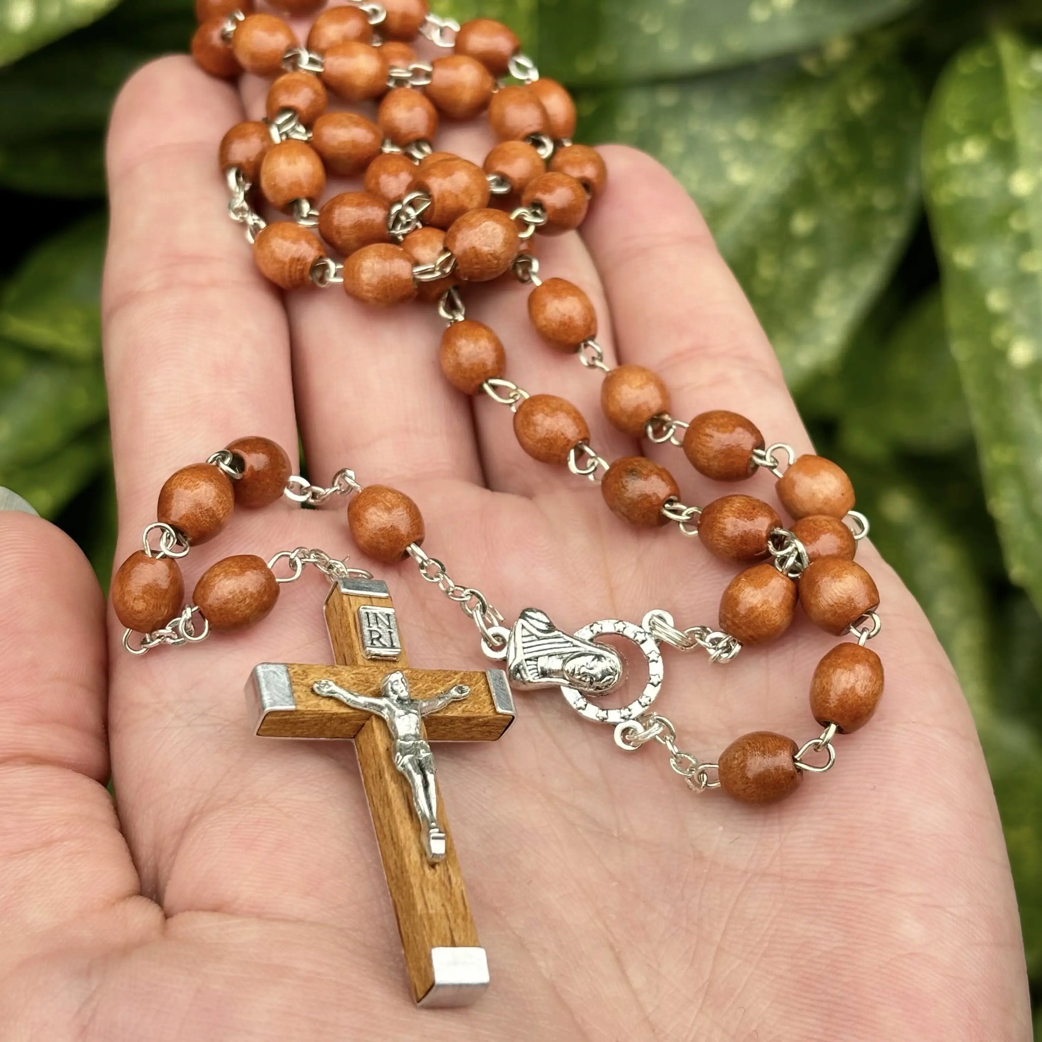 Wooden Light Rosary Beads, Irish Rosary