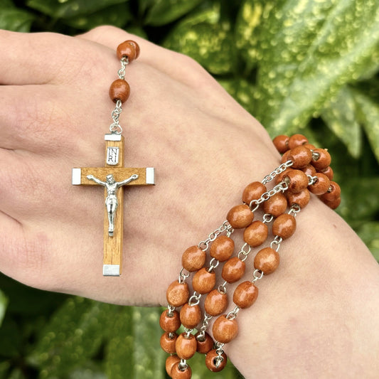 Wooden Light Rosary Beads, Irish Rosary