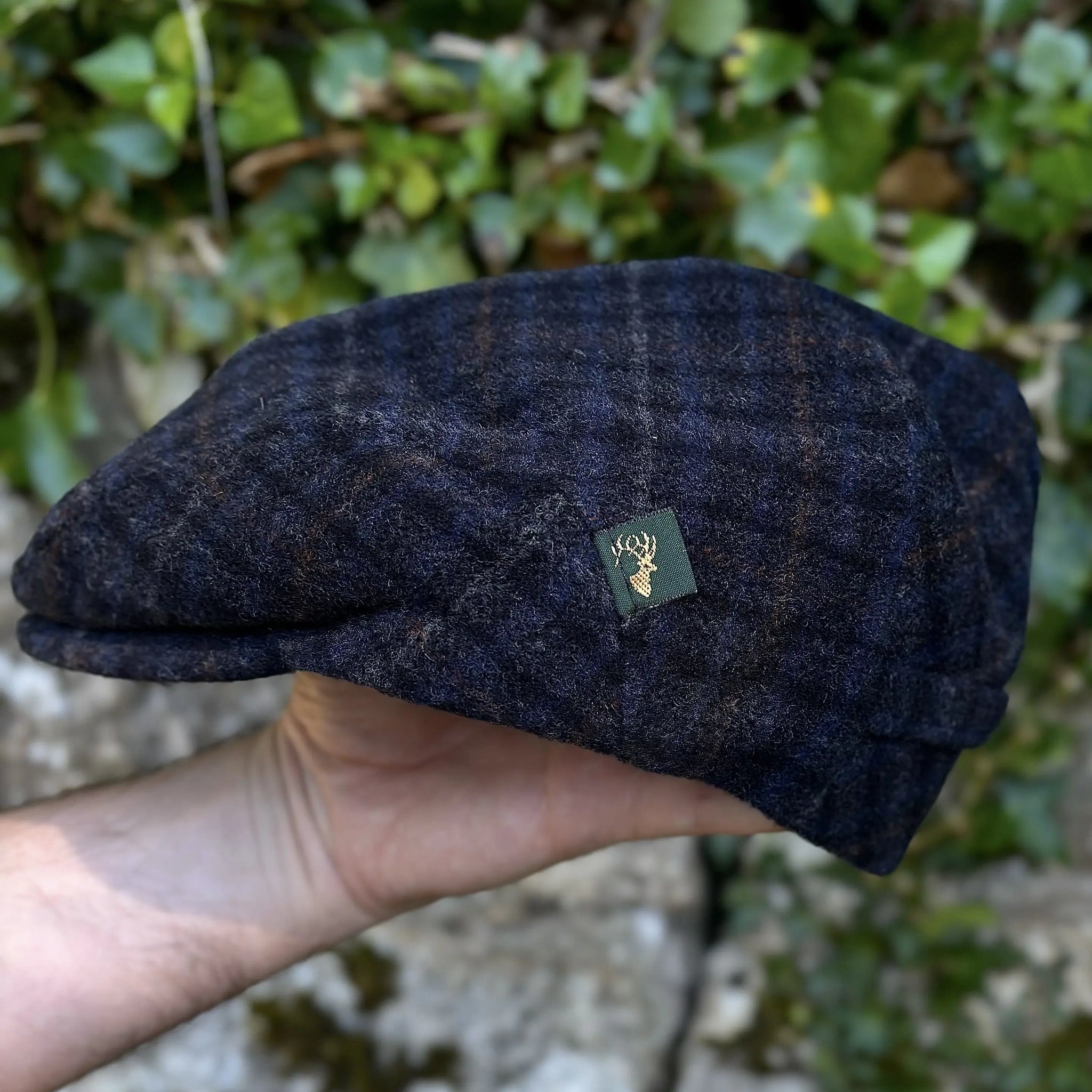 Dark Blue Plaid Trinity Flat Cap