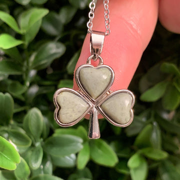 Silver Plated Connemara Marble Shamrock Pendant