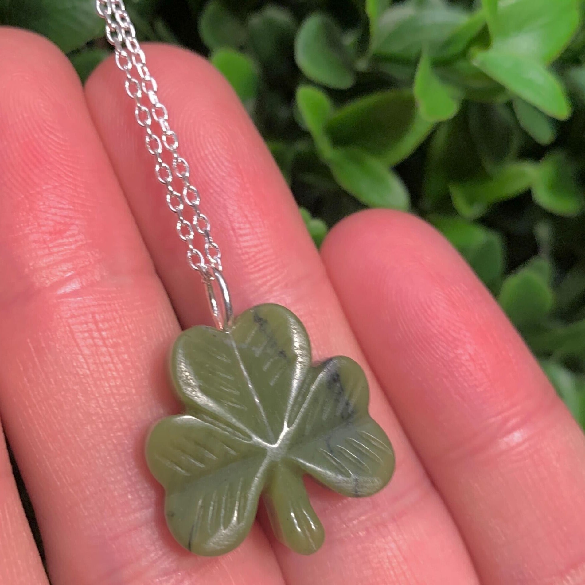 Connemara Marble Carved Shamrock Pendant