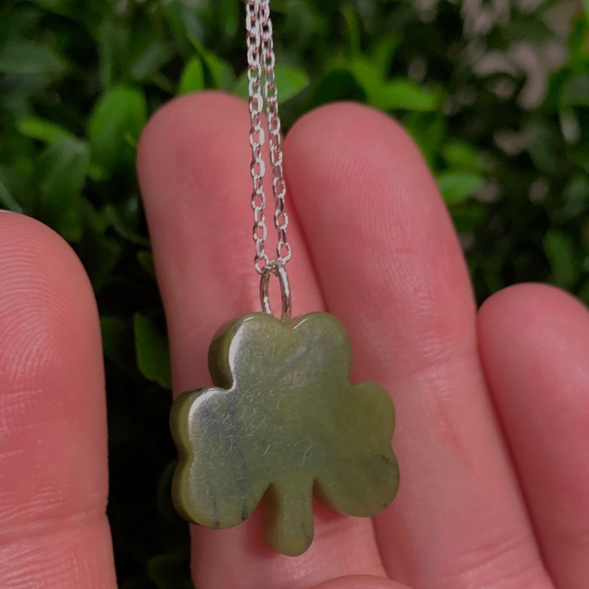 Connemara Marble Carved Shamrock Pendant