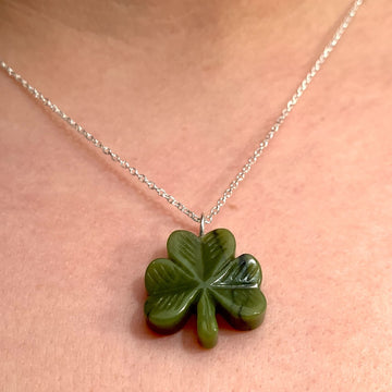 Connemara Marble Carved Shamrock Pendant