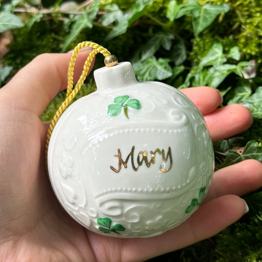 Belleek Personalized Christmas Bauble