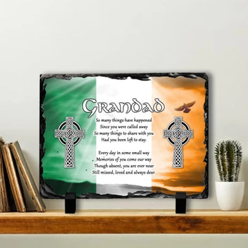 Ireland In Memory Celtic Cross Slate Tile