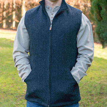 James Wool Tweed Bodywarmer - Blue