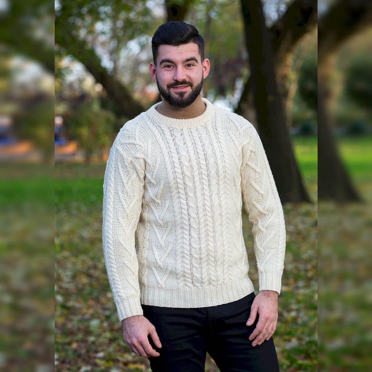 Men's Traditional Aran Crew Neck Sweater