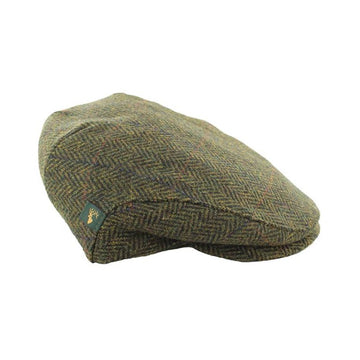 Green Herringbone Trinity Flat Cap