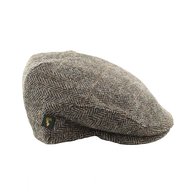 Grey Tweed Herringbone Flat Cap