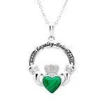 Sterling Silver Claddagh Malachite Pendant