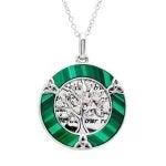 Malachite Tree of Life Trinity Knot Circle Pendant