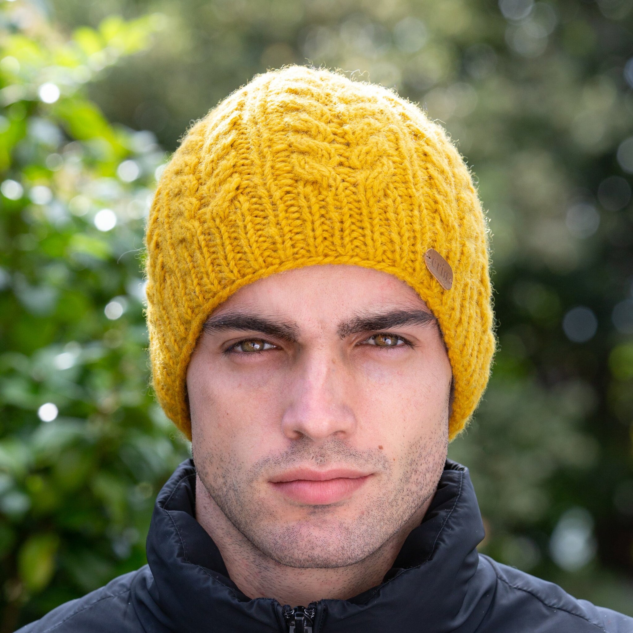 Aran Cable Pullon Hat Mustard