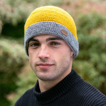 Crochet Turn up Hat Yellow