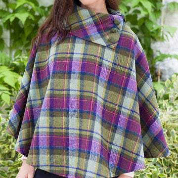 Tweed Poncho - Multi Vernal Plaid