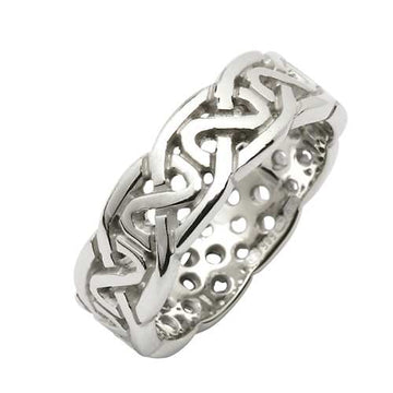 White Gold Wedding Ring - Celtic Knots - 10 Karat - Medium Pierced