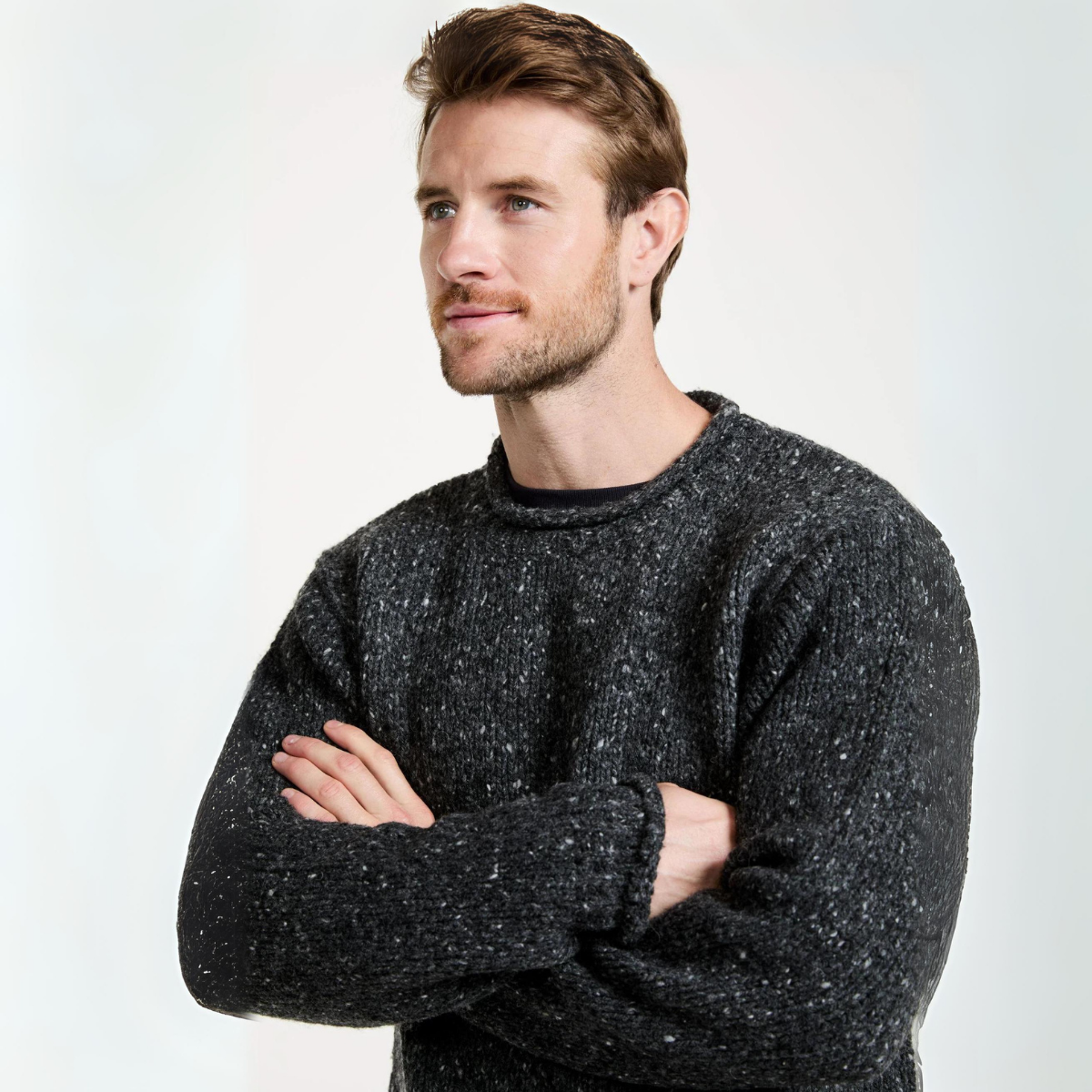 Raheen Tweed Roll Neck Mens Sweater