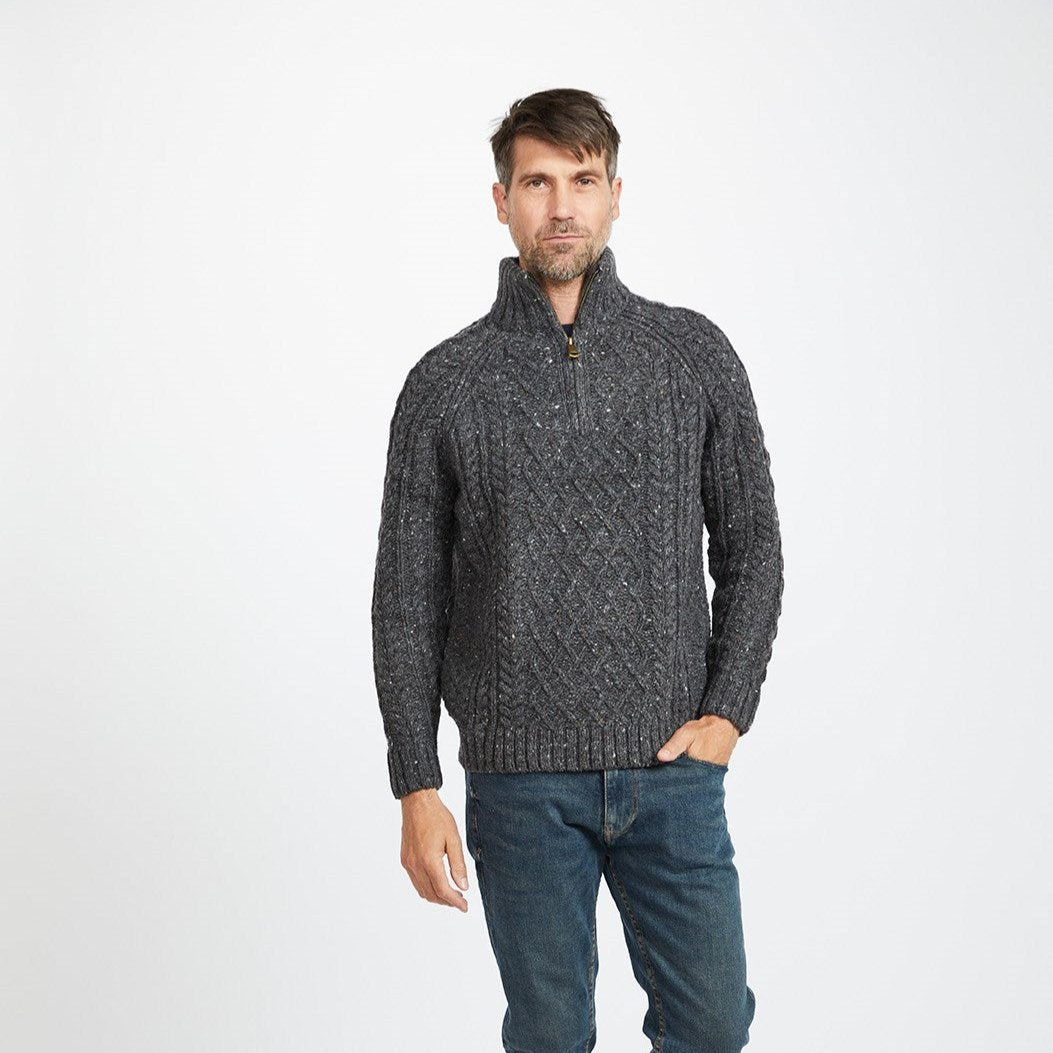 Drummin Aran Mens Zip Troyer