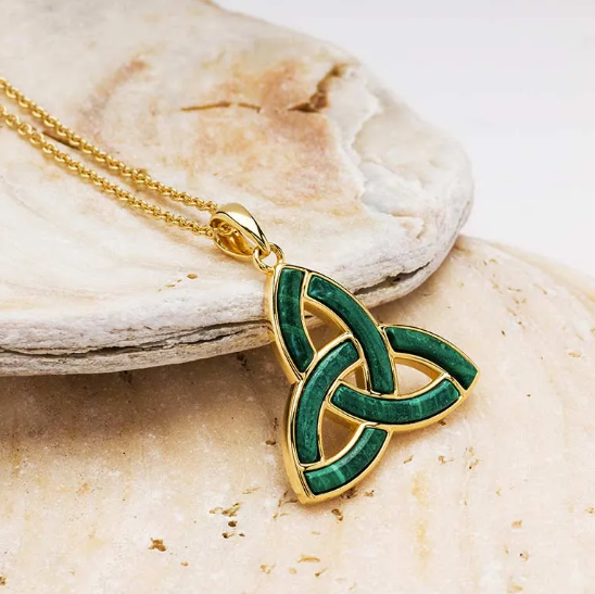 Gold Vermeil Malachite Trinity Knot Necklace