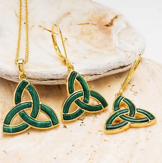 Gold Vermeil Malachite Trinity Knot Necklace