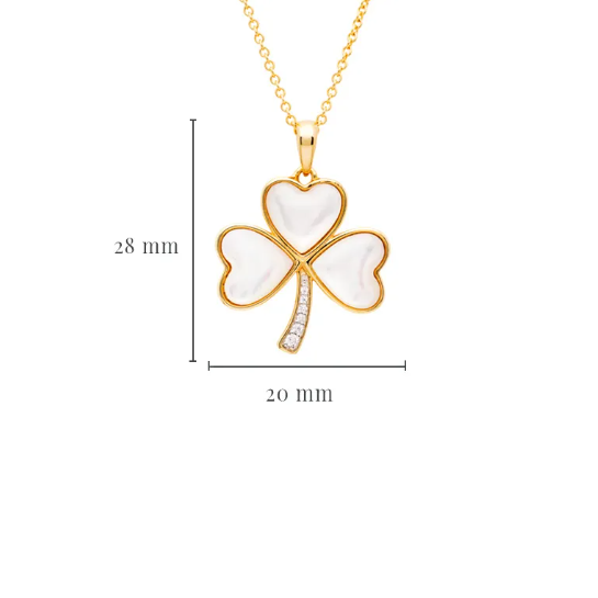 14KT Gold Vermeil Mother of Pearl Irish Shamrock Necklace