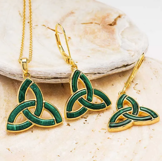 Gold Vermeil Malachite Trinity Knot Earrings