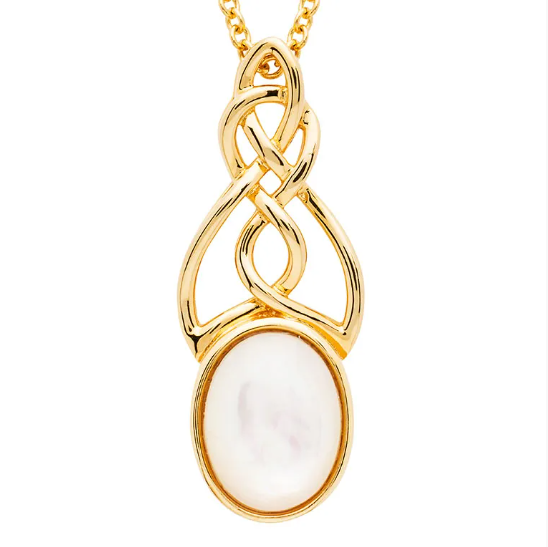 14KT Gold Vermeil Mother of Pearl Irish Trinity Knot Necklace