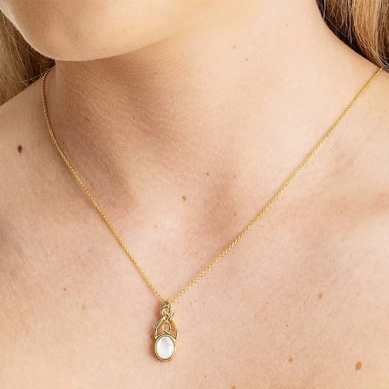 14KT Gold Vermeil Mother of Pearl Irish Trinity Knot Necklace