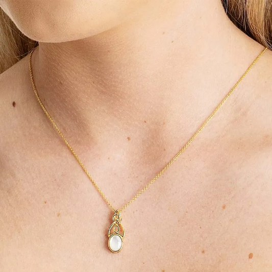 14KT Gold Vermeil Mother of Pearl Irish Trinity Knot Necklace