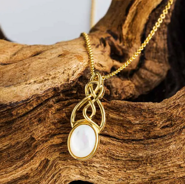 14KT Gold Vermeil Mother of Pearl Irish Trinity Knot Necklace