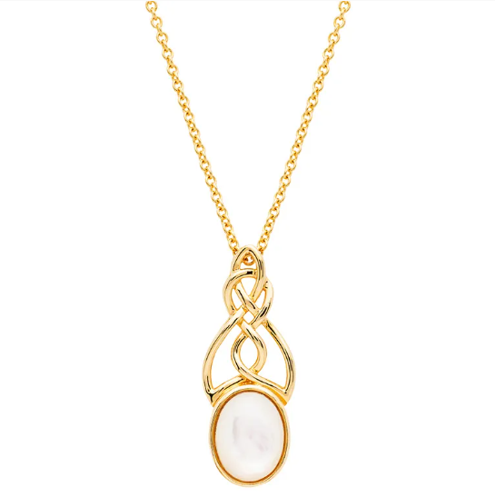 14KT Gold Vermeil Mother of Pearl Irish Trinity Knot Necklace