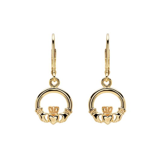 14KT Gold Vermeil Drop Claddagh Earrings