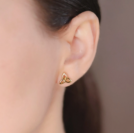 14KT Gold Vermeil Stud Trinity Knot Earrings