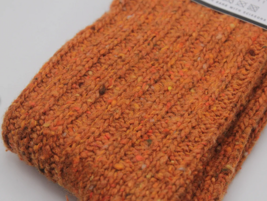 Connemara Socks - Orange Tweed Wool