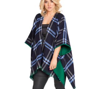 Reversible Shawl in Plaid with Cuff Detail